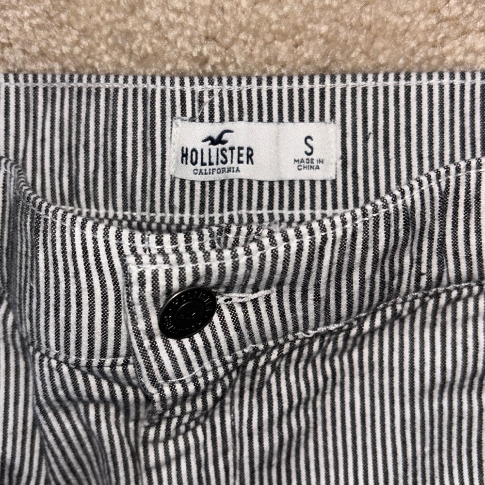 Vertical Striped Navy Blue & White Straight Pants Jeans Small S HOLLISTER